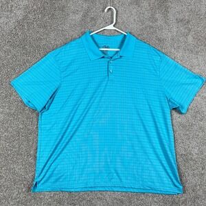 Haggar Cool 18 Pro Polo Shirt Mens 2XL Blue‎ Checkered Golf Performance